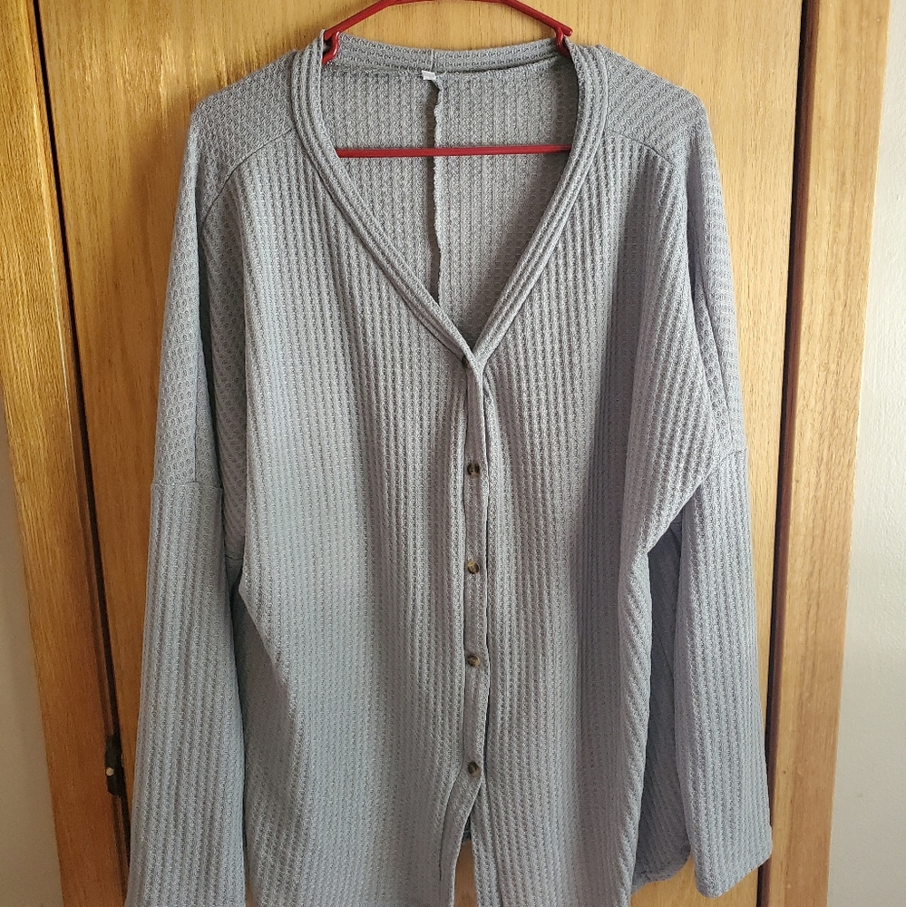 Gray Waffle top long sleeve